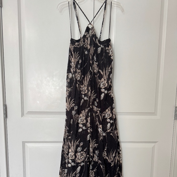 NWT ANTHROPOLOGIE SHEER HALTER MAXI DRESS BLACK FLORAL XXS, XS, S - Picture 5 of 9